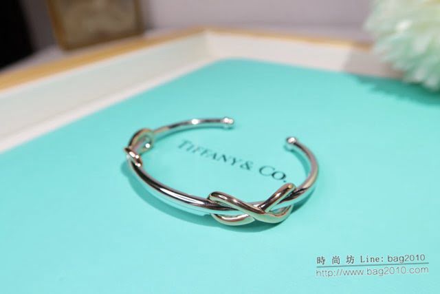 Tiffany純銀飾品 蒂芙尼女士專櫃爆款純銀八字繩結分色電鍍手鐲 Tiffany開口手環  zgt1678